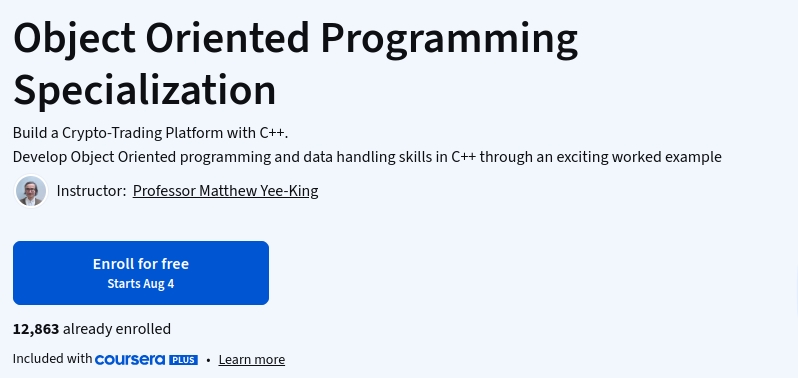 Object Oriented Programming Specialization
