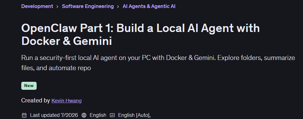 OpenClaw Part 1: Build a Local AI Agent with Docker & Gemini