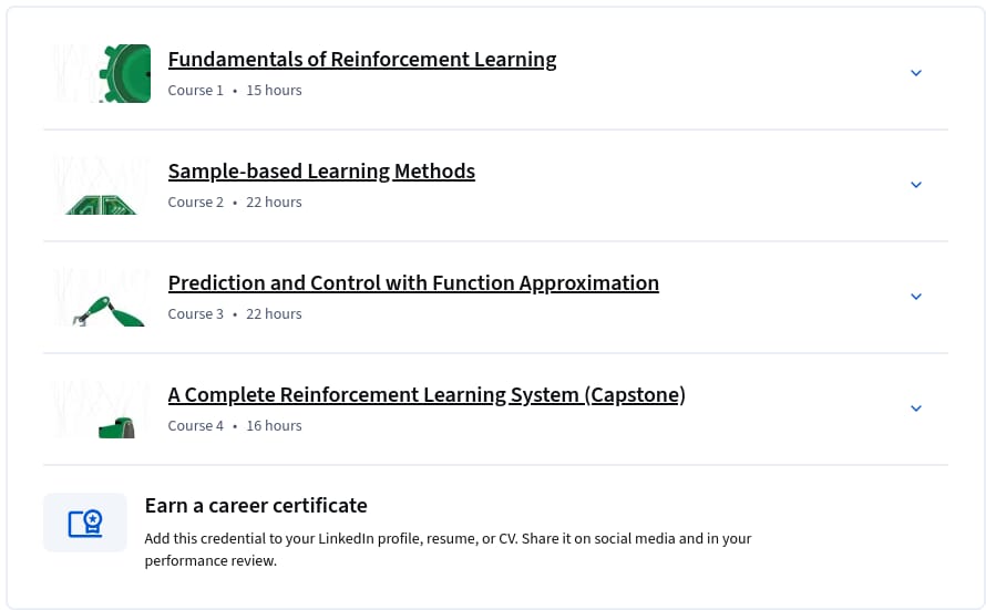 Reinforcement Learning Specialization