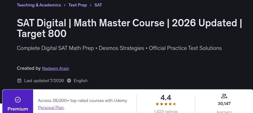 SAT Digital _ Math Master Course _ 2026 Updated _ Target 800