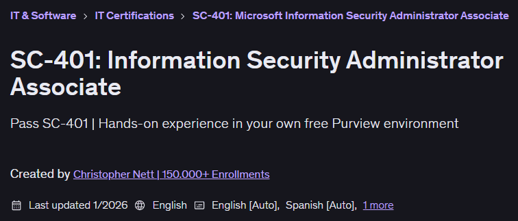 SC-401: Information Security Administrator Associate