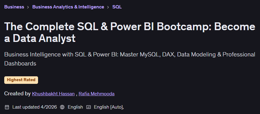The Complete SQL & Power BI Bootcamp: Become a Data Analyst