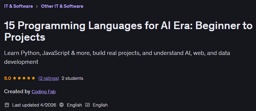 15 Programming Languages for AI Era: Beginner to Projects