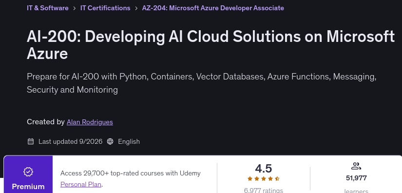 AI-200_ Developing AI Cloud Solutions on Microsoft Azure