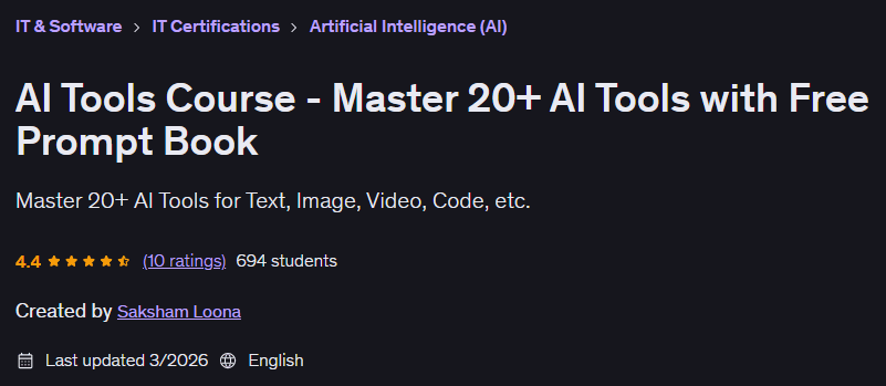 AI Tools Course - Master 20+ AI Tools with Free Prompt Book