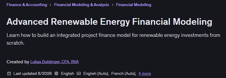 Advanced Renewable Energy Financial Modeling