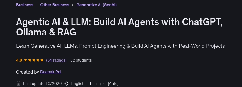 Agentic AI & LLM_ Build AI Agents with ChatGPT, Ollama & RAG