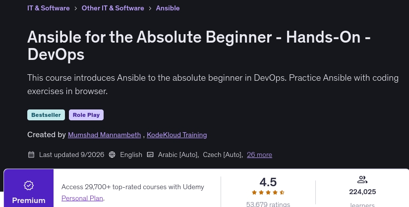 Ansible for the Absolute Beginner - Hands-On - DevOps