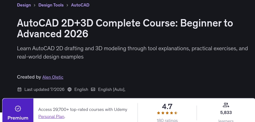 AutoCAD 2D+3D Complete Course_ Beginner to Advanced 2026