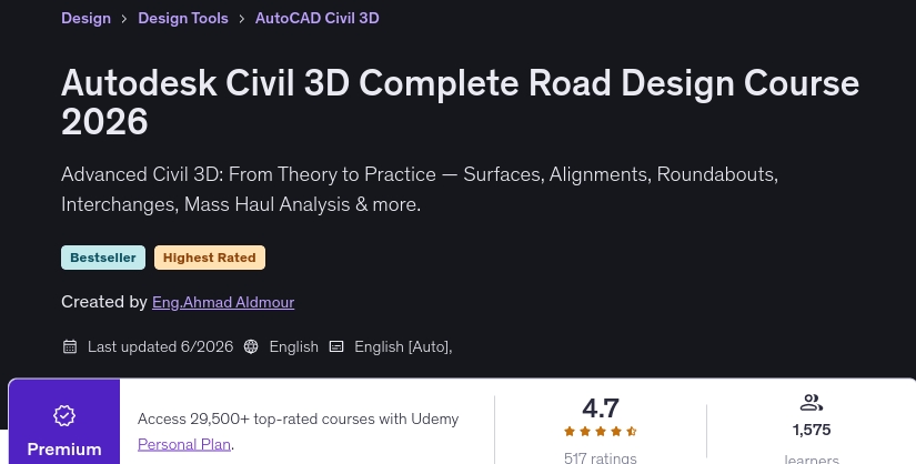 Autodesk Civil 3D Complete Road Design Course 2026