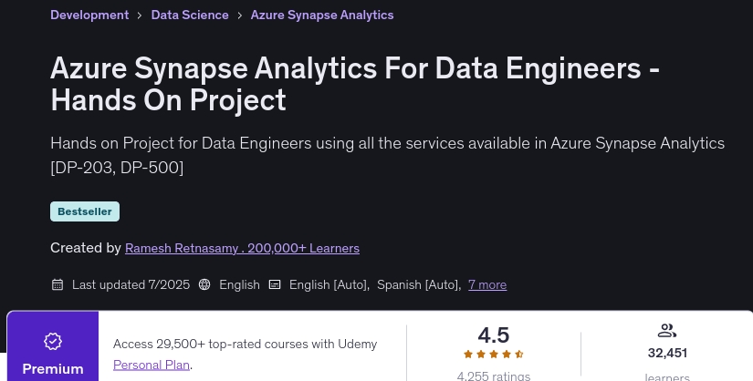 Azure Synapse Analytics For Data Engineers -Hands On Project