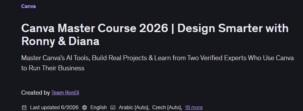 Canva Master Course 2026 | Design Smarter with Ronny & Diana
