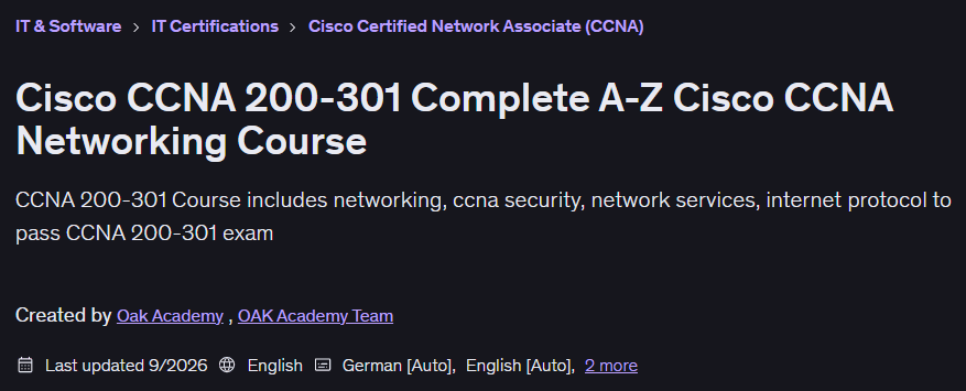 Cisco CCNA 200-301 Complete A-Z Cisco CCNA Networking Course