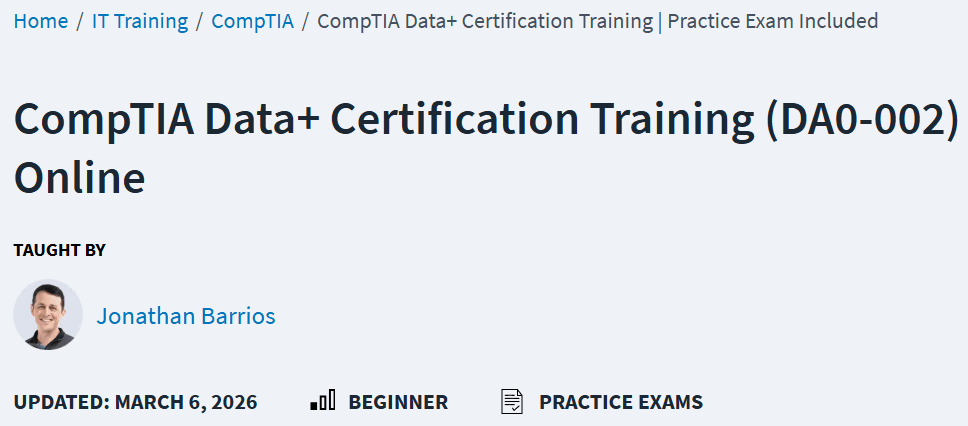 CompTIA Data+ Certification Training (DA0-002) Online