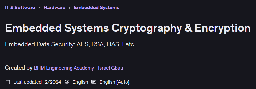 Embedded Systems Cryptography & Encryption