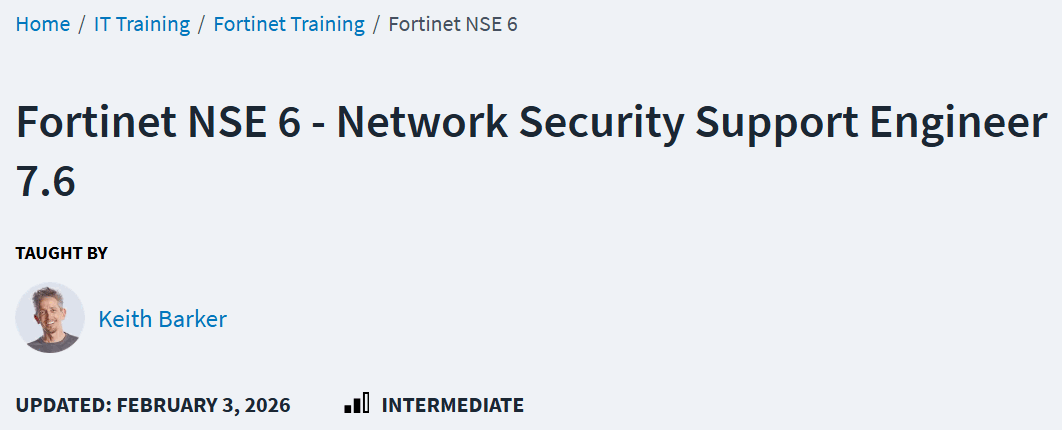 Fortinet NSE 6 - Network Security Support Engineer 7.6