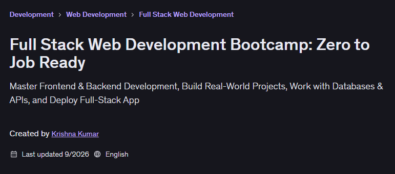 Full Stack Web Development Bootcamp: Zero to Job Ready 