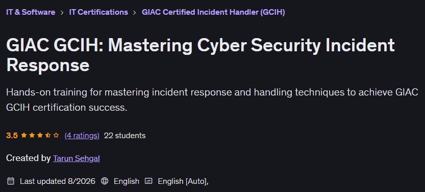GIAC GCIH: Mastering Cyber Security Incident Response