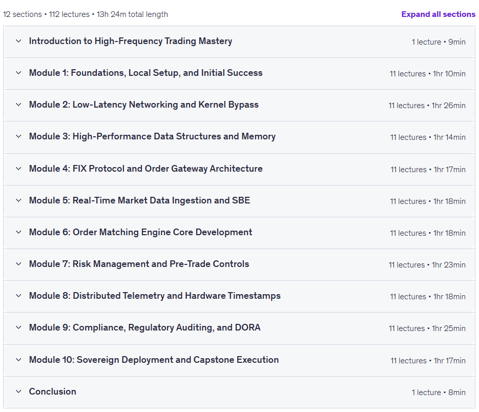 High-Frequency Trading Mastery: 100 Labs (C++ & Rust)