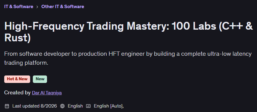 High-Frequency Trading Mastery: 100 Labs (C++ & Rust)
