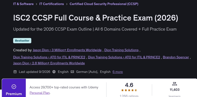 ISC2 CCSP Full Course & Practice Exam (2026)