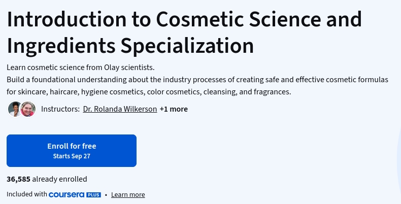 Introduction to Cosmetic Science and Ingredients Specialization