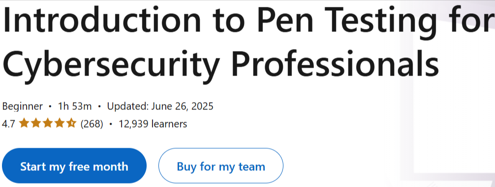 Introduction to Pen Testing for Cybersecurity Professionals