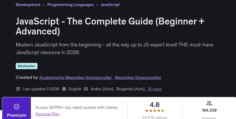 JavaScript - The Complete Guide (Beginner + Advanced)