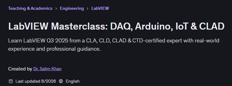LabVIEW Masterclass: DAQ, Arduino, IoT & CLAD