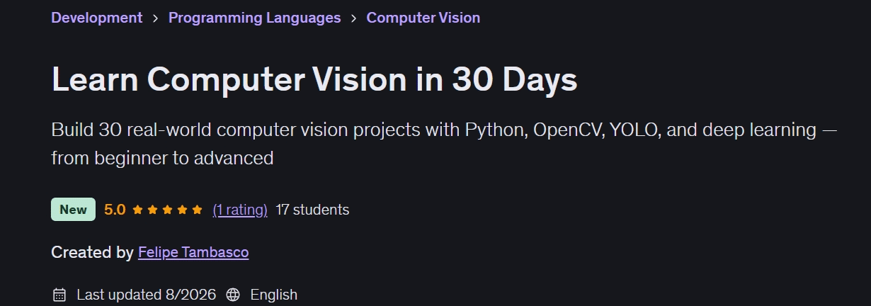 Learn Computer Vision in 30 Days