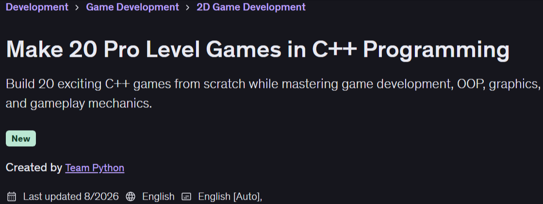 Make 20 Pro Level Games in C++ Programming
