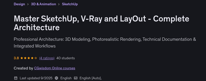 Master SketchUp, V-Ray and LayOut - Complete Architecture