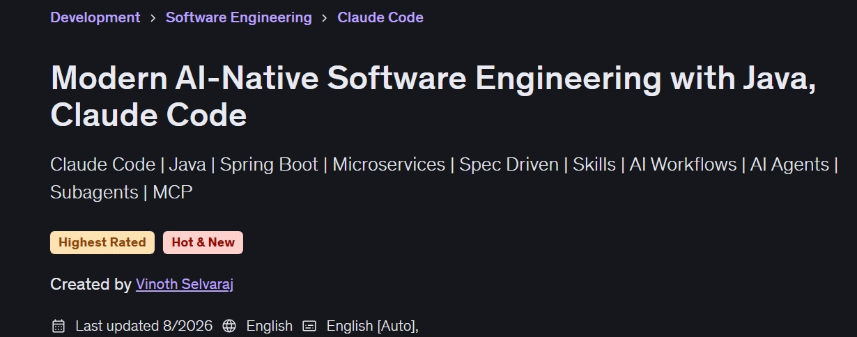 Modern AI-Native Software Engineering with Java Claude Code