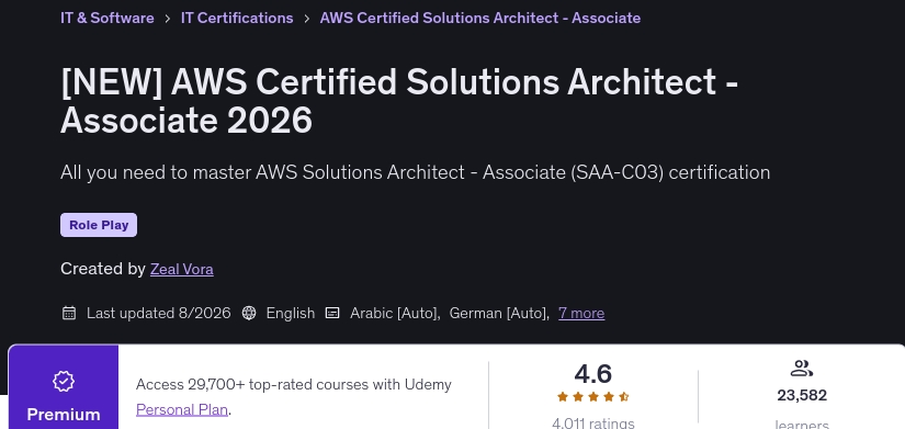 [NEW] AWS Certified Solutions Architect - Associate 2026