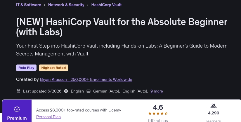[NEW] HashiCorp Vault for the Absolute Beginner (with Labs)