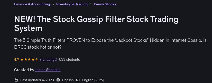 NEW! The Stock Gossip Filter Stock Trading System