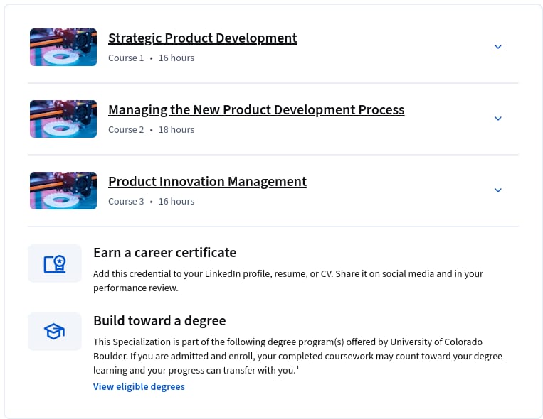 Product Development for Technical Managers Specialization
