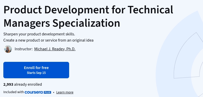 Product Development for Technical Managers Specialization