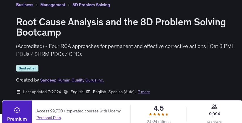 Root Cause Analysis and the 8D Problem Solving Bootcamp
