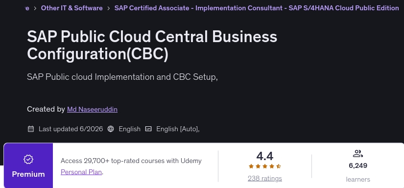 SAP Public Cloud Central Business Configuration(CBC)