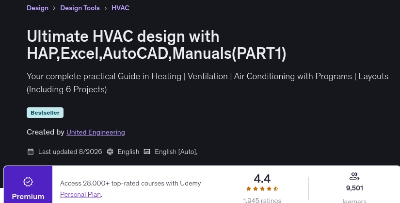 Ultimate HVAC design with HAP,Excel,AutoCAD,Manuals(PART1)