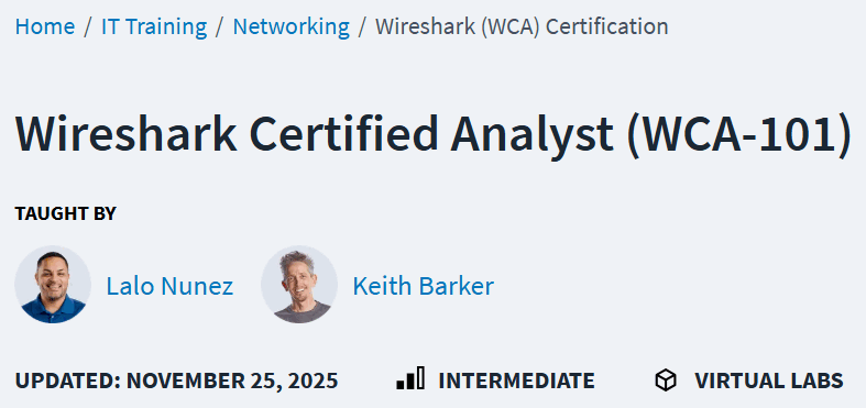 Wireshark Certified Analyst (WCA-101)