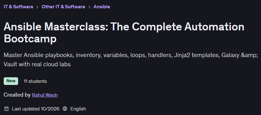Ansible Masterclass: The Complete Automation Bootcamp