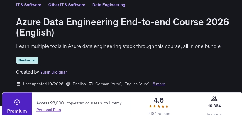 Azure Data Engineering End-to-end Course 2026 (English)
