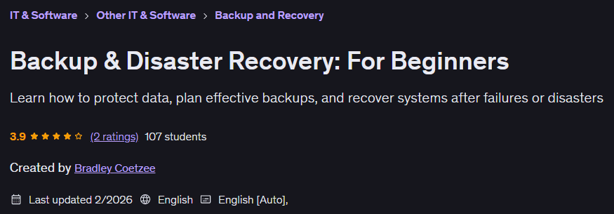 Backup & Disaster Recovery: For Beginners