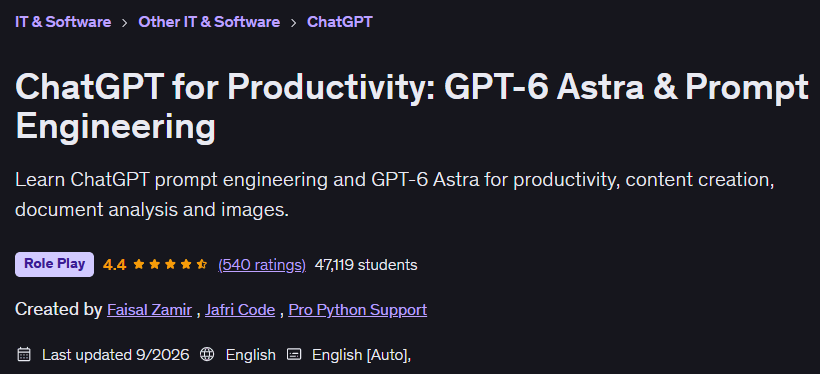 ChatGPT for Productivity: GPT-6 Astra & Prompt Engineering
