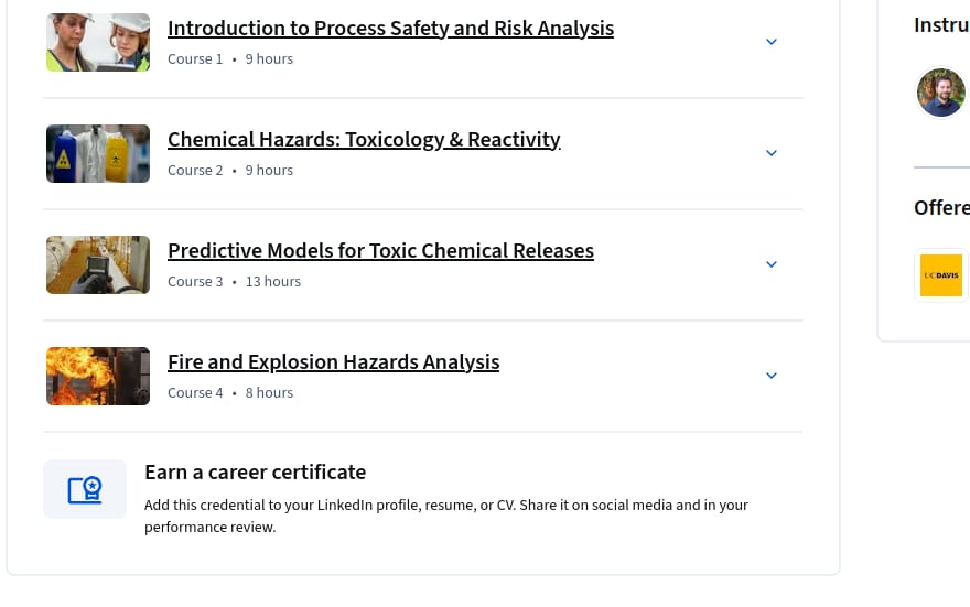 Chemical Hazards and Process Safety Specialization
