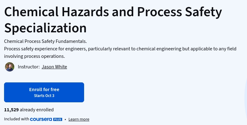 Chemical Hazards and Process Safety Specialization