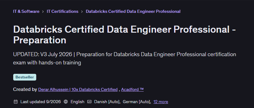Databricks Certified Data Engineer Professional -Preparation