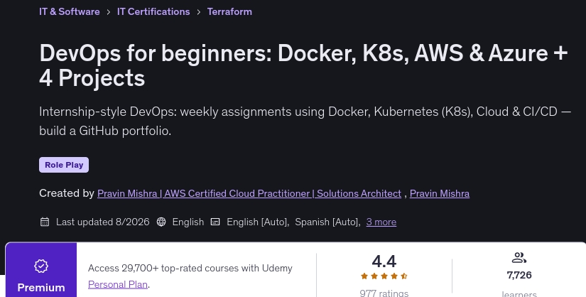 DevOps for beginners_ Docker, K8s, AWS & Azure + 4 Projects